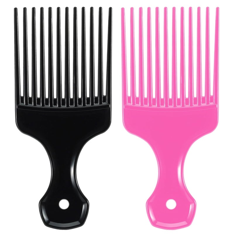 SIMPOR 2 Pcs Hair Pick Wide Tooth Lift Hair Comb for Hair Styling Detangling Plastic Afro Pick for Women Men - Image 1